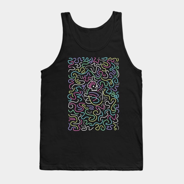 Retro psychedelic deconstructed skull apparel Tank Top by guidogokraw